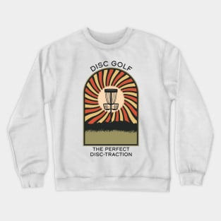 Disc Golf The Perfect Disc-traction | Disc Golf Vintage Retro Arch Mountains Crewneck Sweatshirt